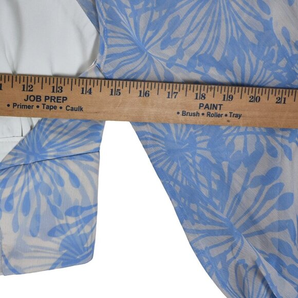 Amanda Uprichard Blue Floral Tie Back Top S Sheer High Neck Romantic *Minor Flaw - Picture 9 of 11